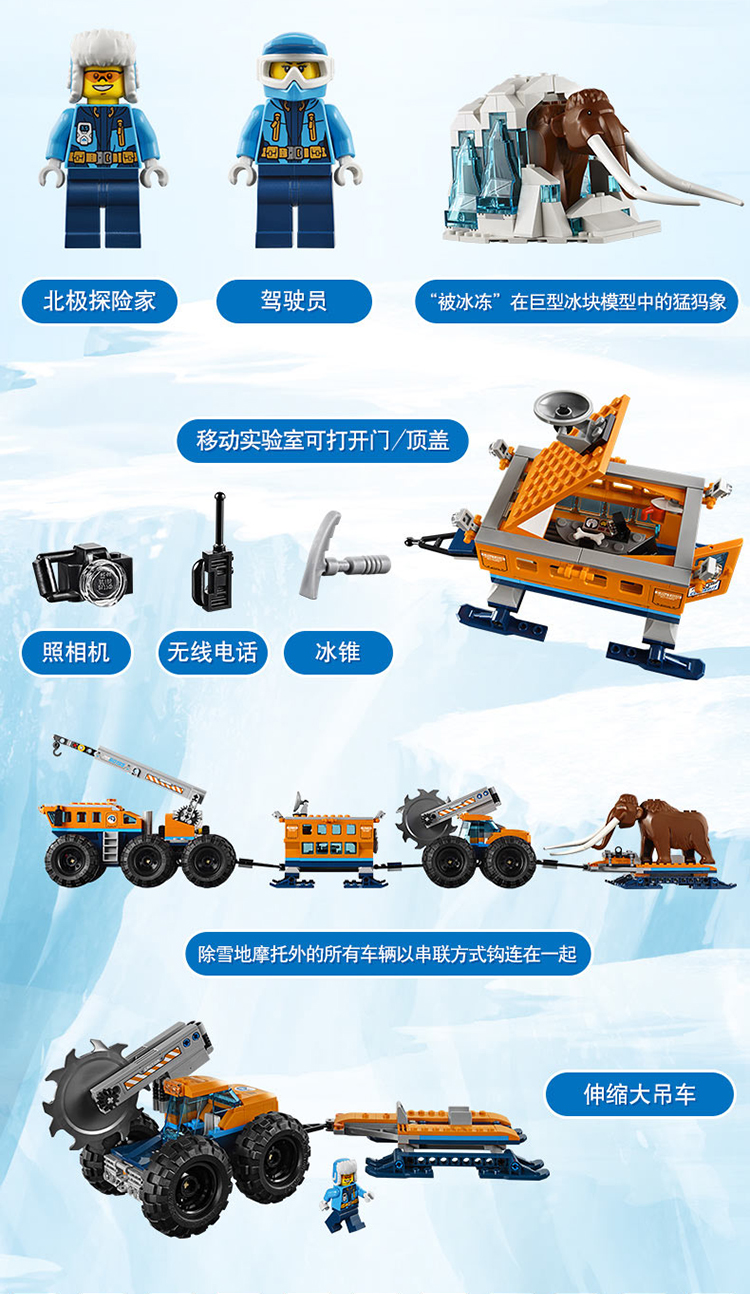 自营 lego乐高 city城市系列 极地移动勘探基地60195