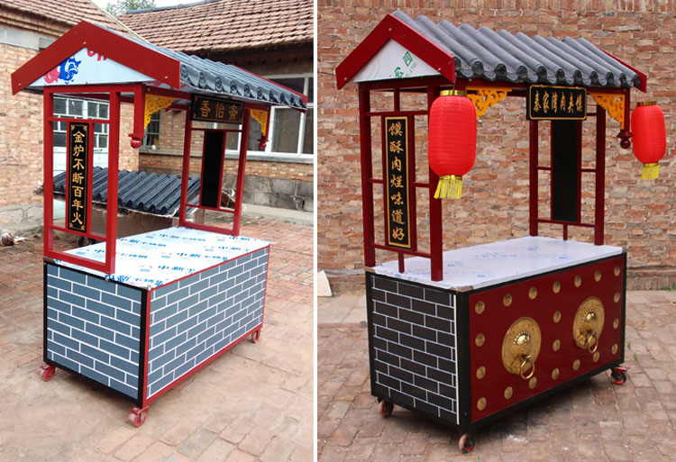 仿古小吃车手推车摆摊移动多功能快餐车烧烤面筋车商用复古美食车