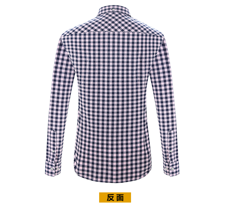 虎豹2017春款长袖格子时尚都市休闲男士衬衣蓝红细格子男式衬衫