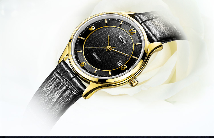 自营rhine莱茵手表皮带时尚系列超薄防水石英情侣表89121