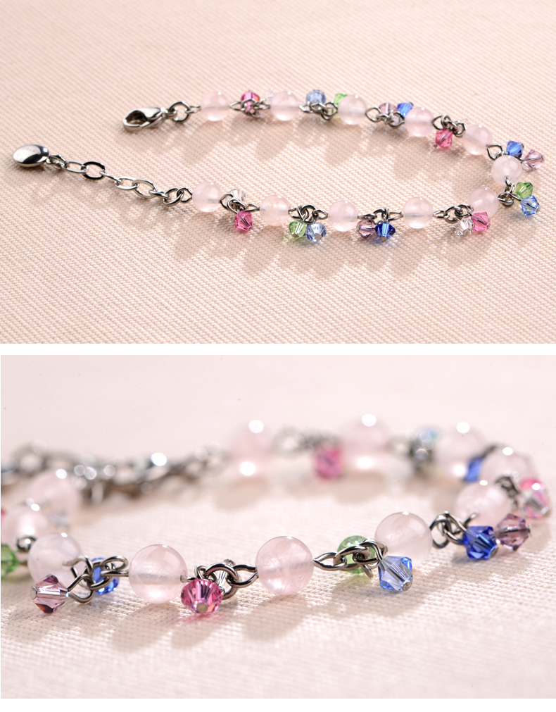 石头记 星连心 芙蓉石粉晶粉水晶手链星星手串女流行饰品新年礼物