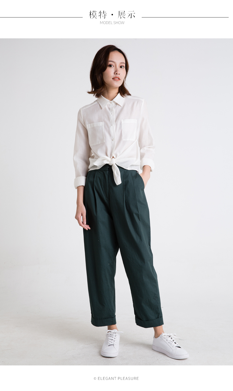 aline阿莱2018夏季新款时尚舒适百搭纯白薄款森女系衬衫