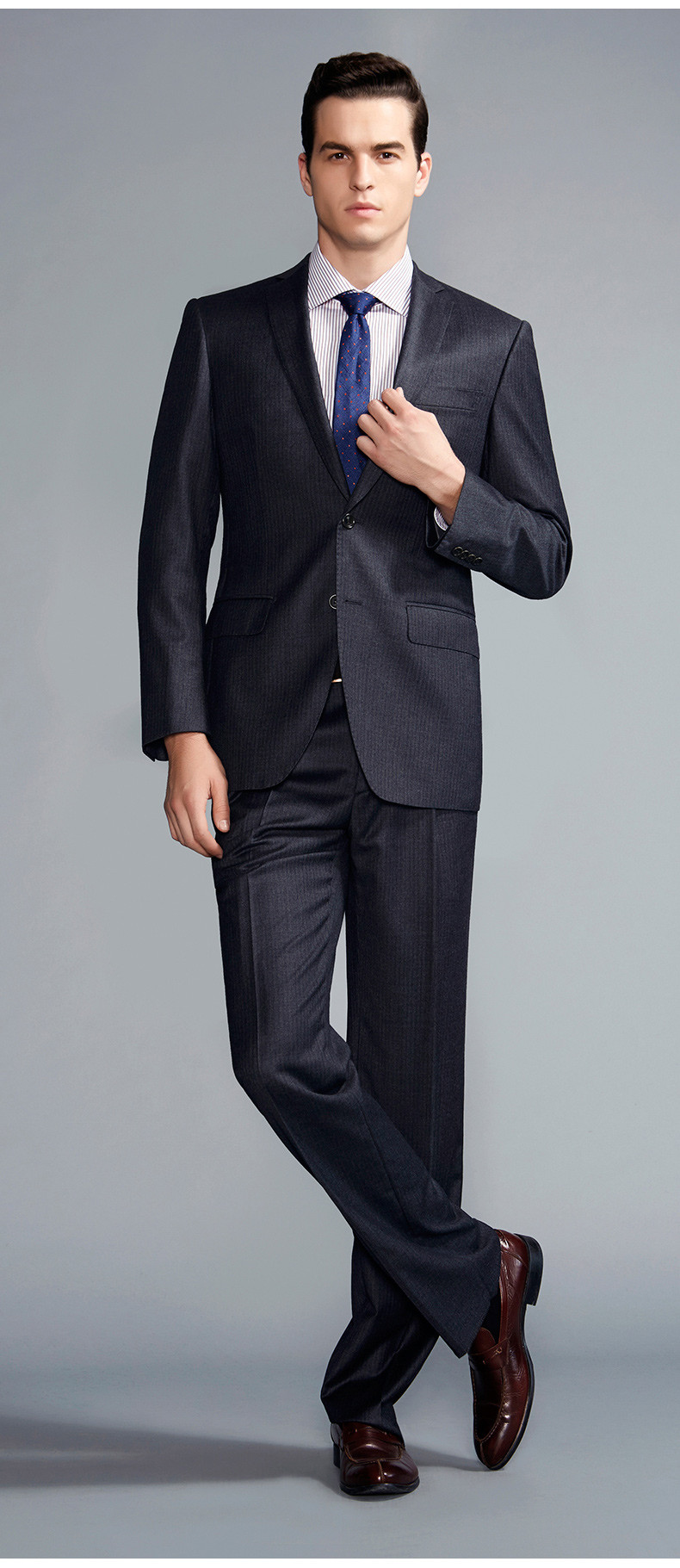 虎豹男装商务休闲男士纯羊毛西服套装新郎礼服结婚西装h27q12207