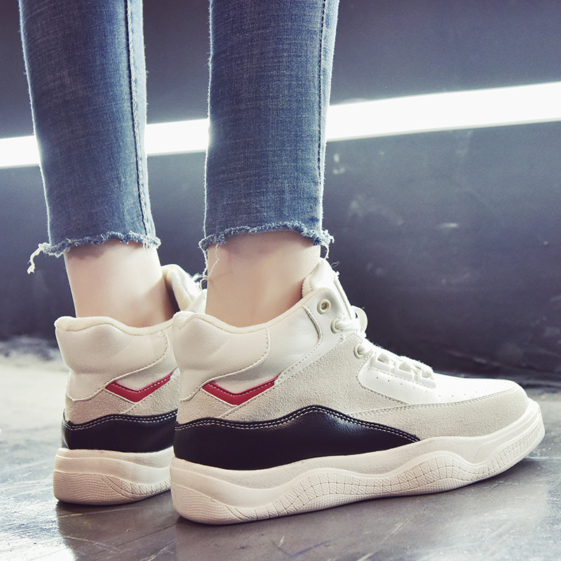 嘻哈鞋子女潮运动高帮鞋女2018新款冬季加厚保暖百搭学生韩版街舞启如