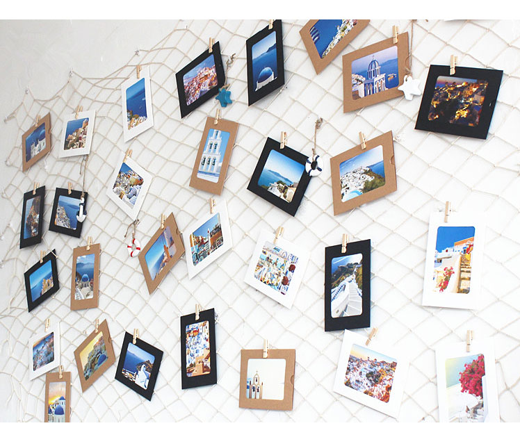 10米星星电池款不含电池暖白色渔网格照片墙纸相框简约现代墙上挂饰