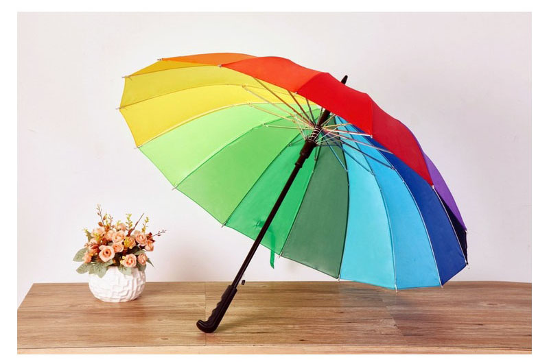 兰雅世家lanyashijia雨伞彩虹色16k防风自动长柄雨伞直杆雨伞lysj1