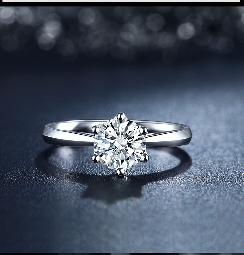 crd克徕帝白18k金钻石戒指时尚婚戒六爪钻戒女【g0787c镶红宝石款】