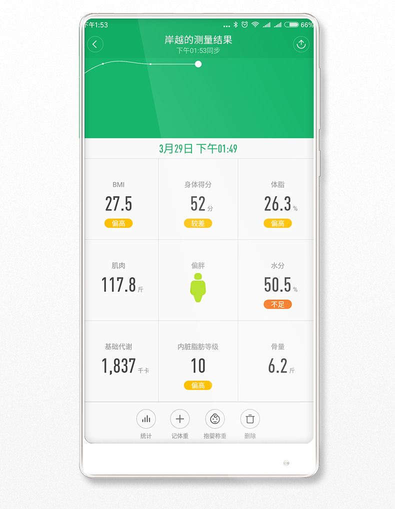 小米mi體脂秤白色體重秤智能體脂秤電子秤人體秤家用體重秤精準app