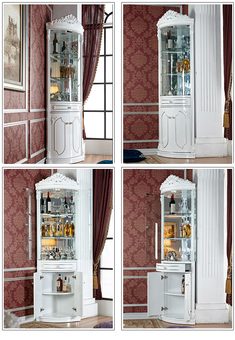 三角酒柜 墙角柜 欧式客厅转角柜拐角柜实木餐边柜弧扇形角落柜子