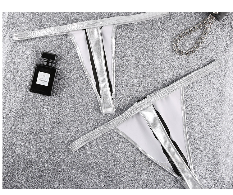 七斓性感情侣内裤金属机车皮个性拉链t裤狂野优化情趣三角裤男女