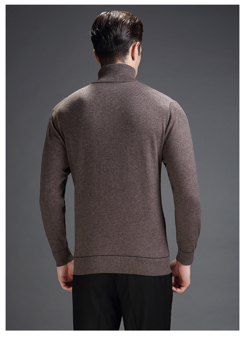 培罗蒙秋冬男士可翻高领毛衣纯羊毛套头男装高领针织衫打底毛衣