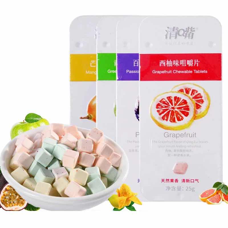 养生堂清嘴咀嚼片糖果青苹果味25g罐