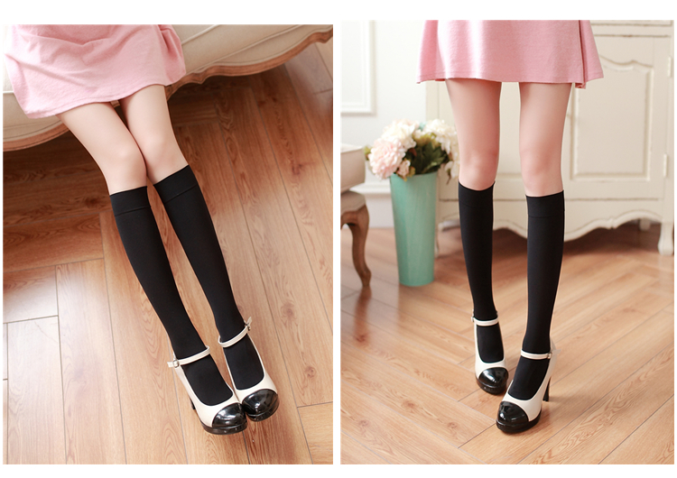 夏薄款天鹅绒半截中筒袜日系学院风袜子女学生黑白丝袜显瘦打底袜