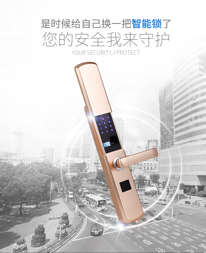 纽冠niuguan香槟色智能门锁家用指纹锁防盗门密码锁电子门锁智能app
