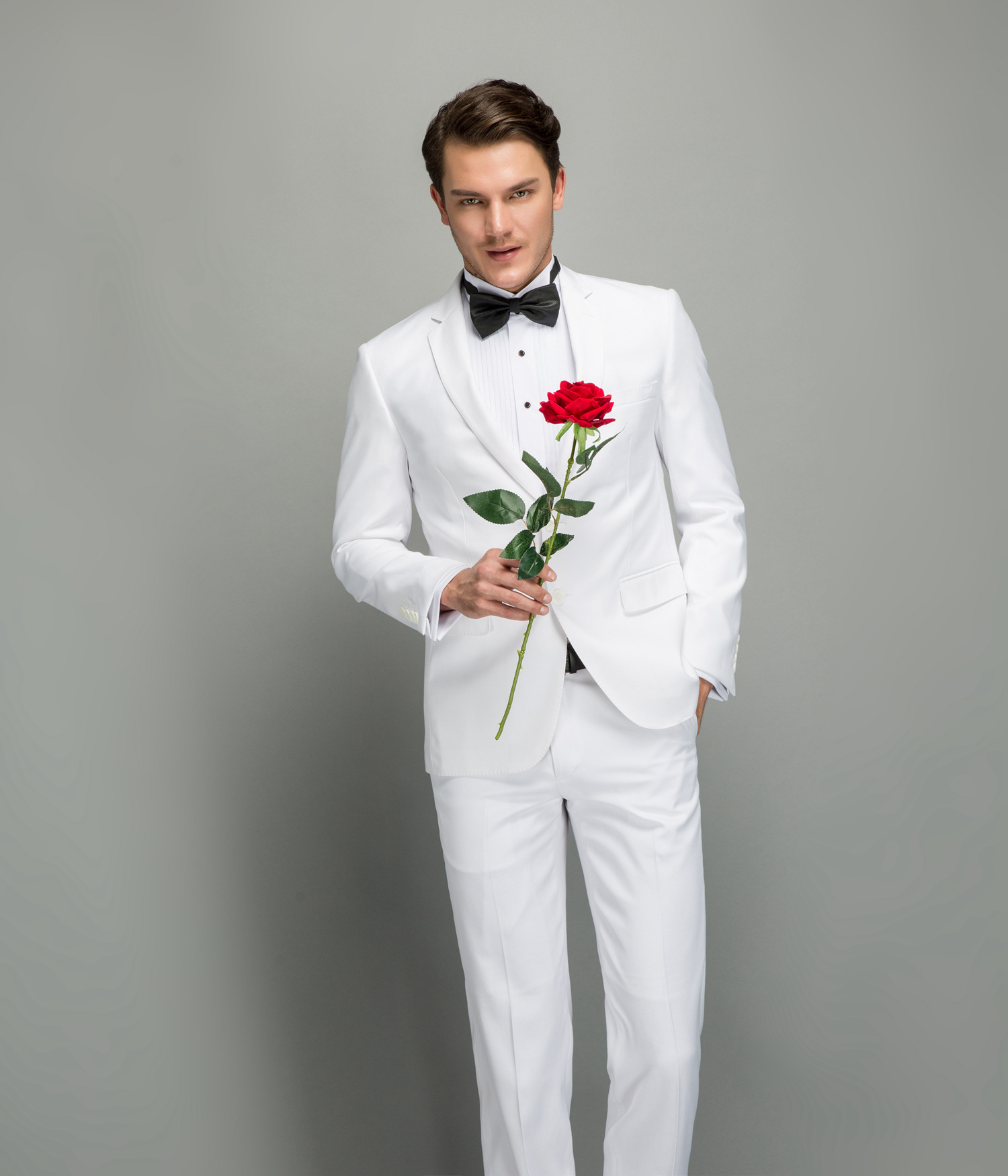 商务正装男士西服套装男羊毛绅士中年职业婚礼结婚礼服白色西装