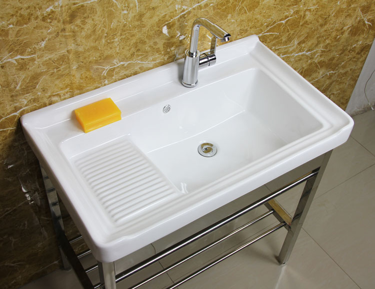 洗衣池陶瓷洗衣盆阳台洗衣槽带搓衣板洗衣台一体成型台下洗盆都市诱惑