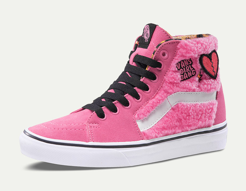 vans范斯正品sk8hi粉色女子高帮休闲运动板鞋