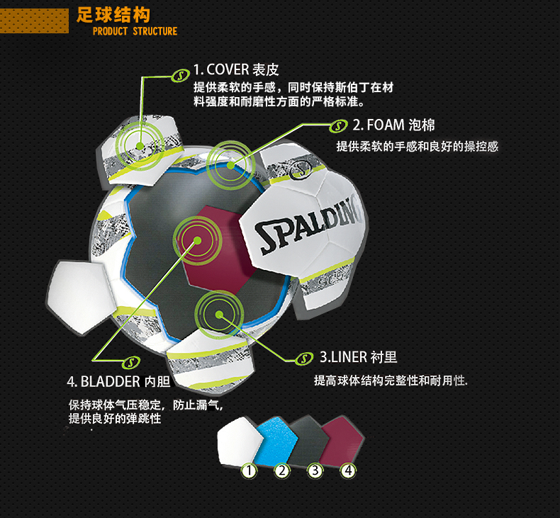 【斯伯丁(spalding)足球】 spalding斯伯丁旗舰店sc10系列白/红色 5号