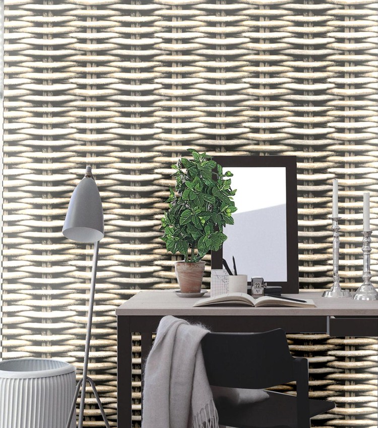 粗藤编根编纹中式餐厅客厅墙纸书房茶楼会议室烧烤店饭店背景壹德壹