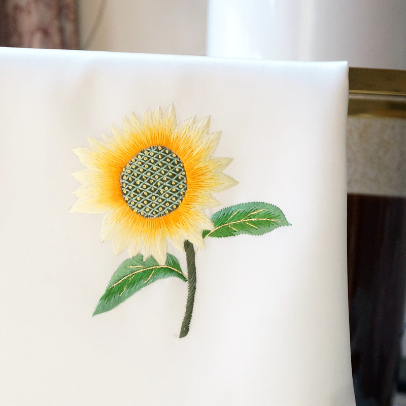 qma新款纯手工苏绣刺绣手帕原创设计绣花丝绸向日葵花手绢礼盒装