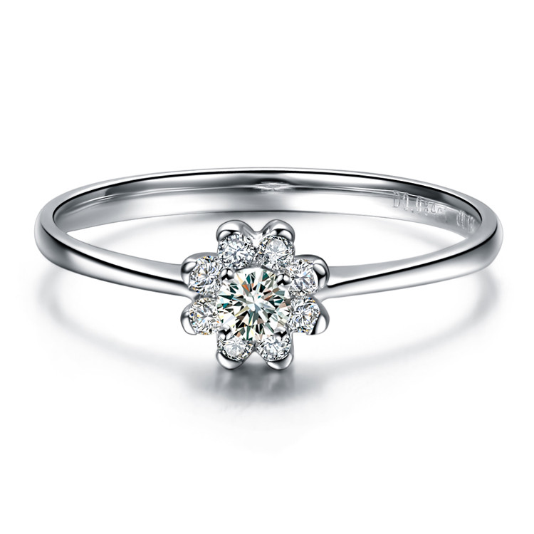 佐卡伊zocai明月心白18k金钻戒结婚戒指裸钻石女戒指定制款