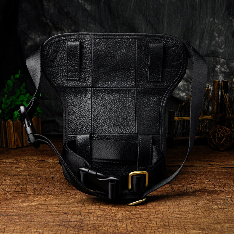 头层牛皮真皮腿包男士复古多功能户外登山包手机电脑腰腿包单肩包