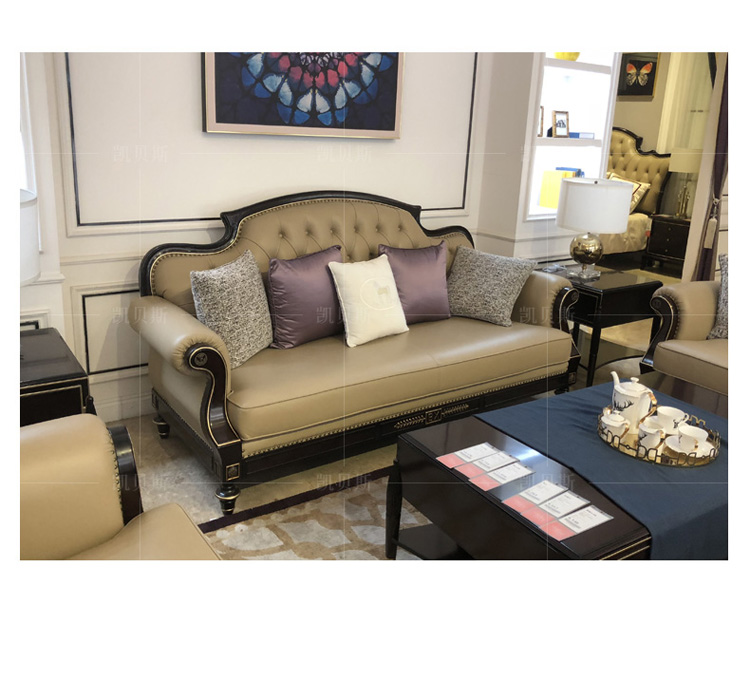 美式轻奢沙发新古典皮沙发设计师风格大户型皮沙发组合欧式