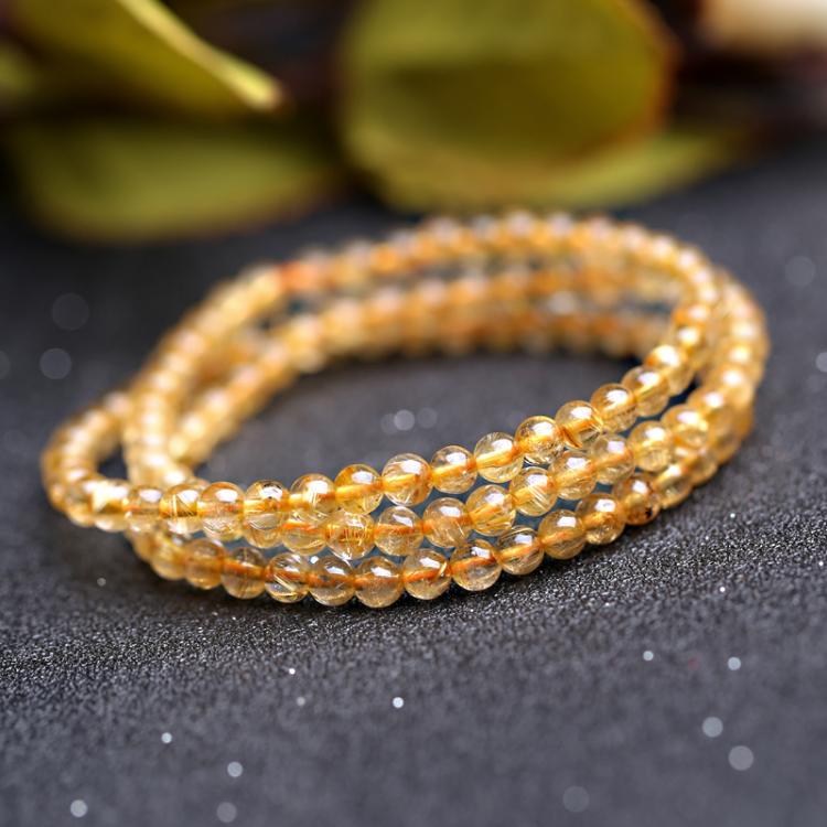 5a天然金晶手链女款三圈单圈手链送女朋友老婆生日礼物送女朋友七夕