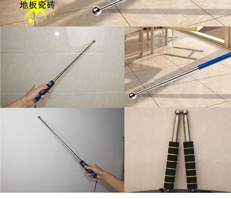 伸缩敲墙锤验房工具伸缩瓷砖检验锤不锈钢墙面敲空鼓验房棒检验锤