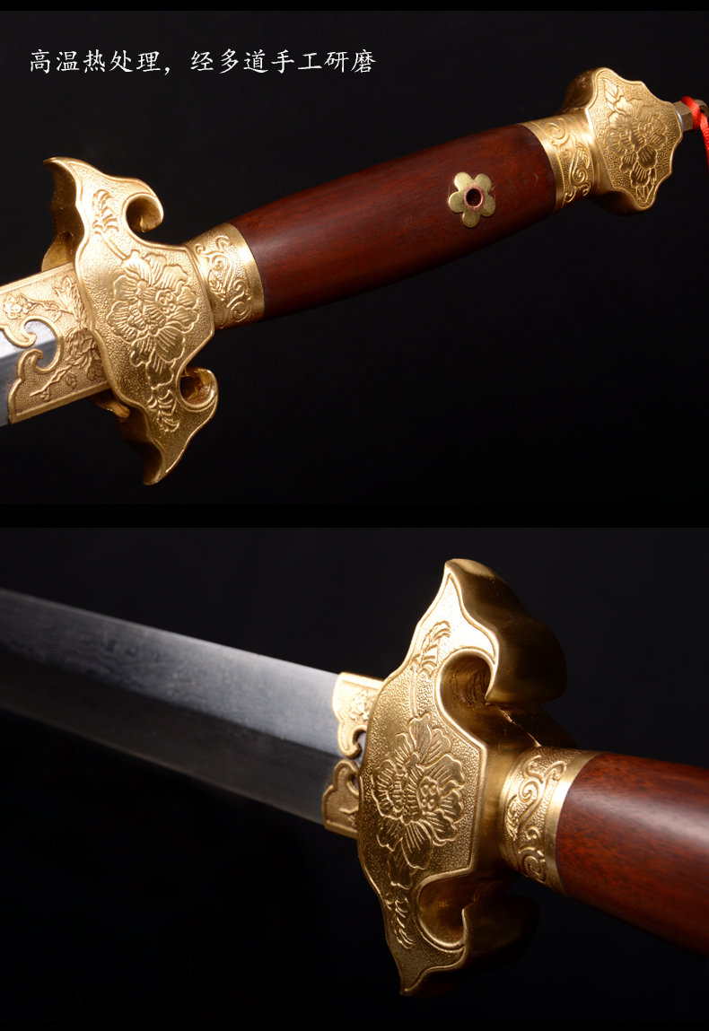 铸剑谷精品牡丹至尊剑98厘米宝剑龙泉手工锻造未开刃乌木做旧款