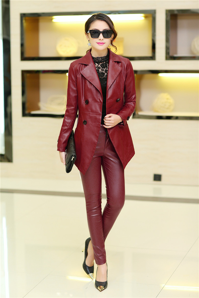 曼妮(zmany)女士皮衣 mtiny春秋装海宁特价皮衣女士韩版大码中长款