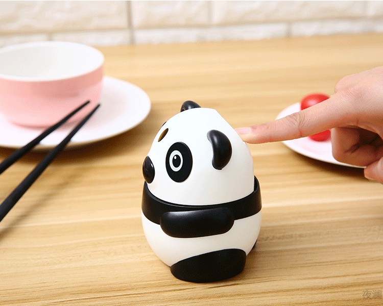 创意个性熊猫牙签筒手压自动牙签盒家用客厅便携按压式牙签罐