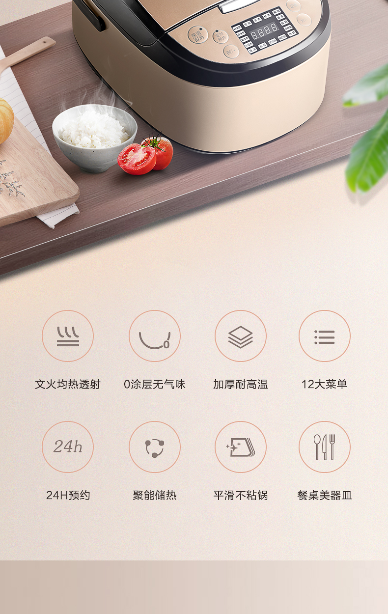 康宁(visions)电饭煲wk-rcg-4l/gd 康宁worldkitchen 电饭煲 家用 多