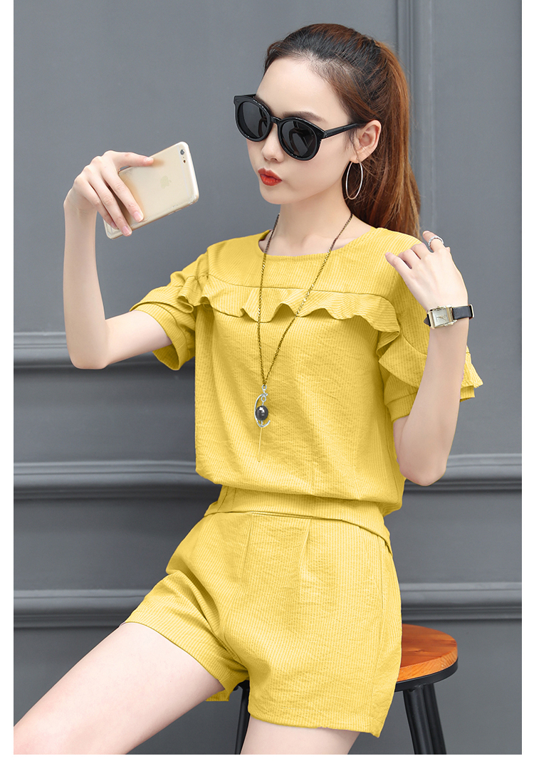 mtiny新款夏装女装休闲气质夏季两件套时尚洋气套装女短袖短裤韩版