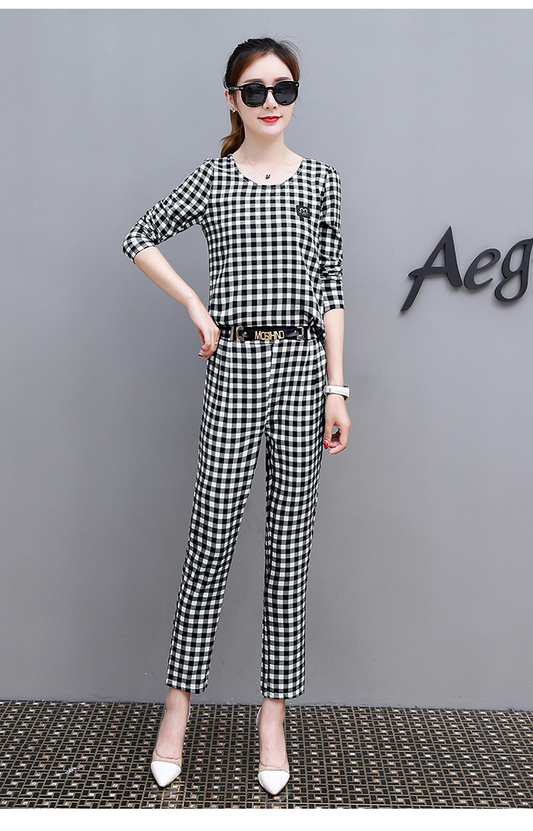 格子套装女装2018秋装新款春秋时尚韩版显瘦气质休闲秋季两件套潮