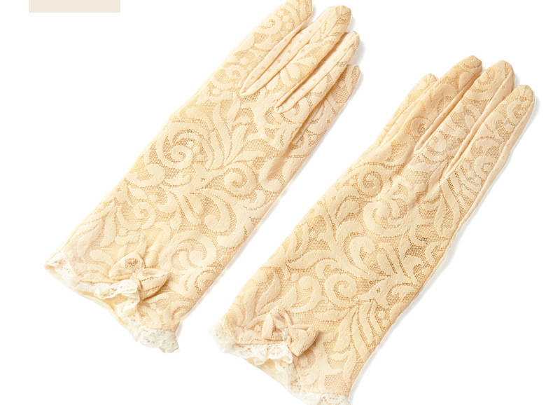 复古夏季骑车防晒手套女薄短款蕾丝百瑞欧五指女式手套薄款春秋