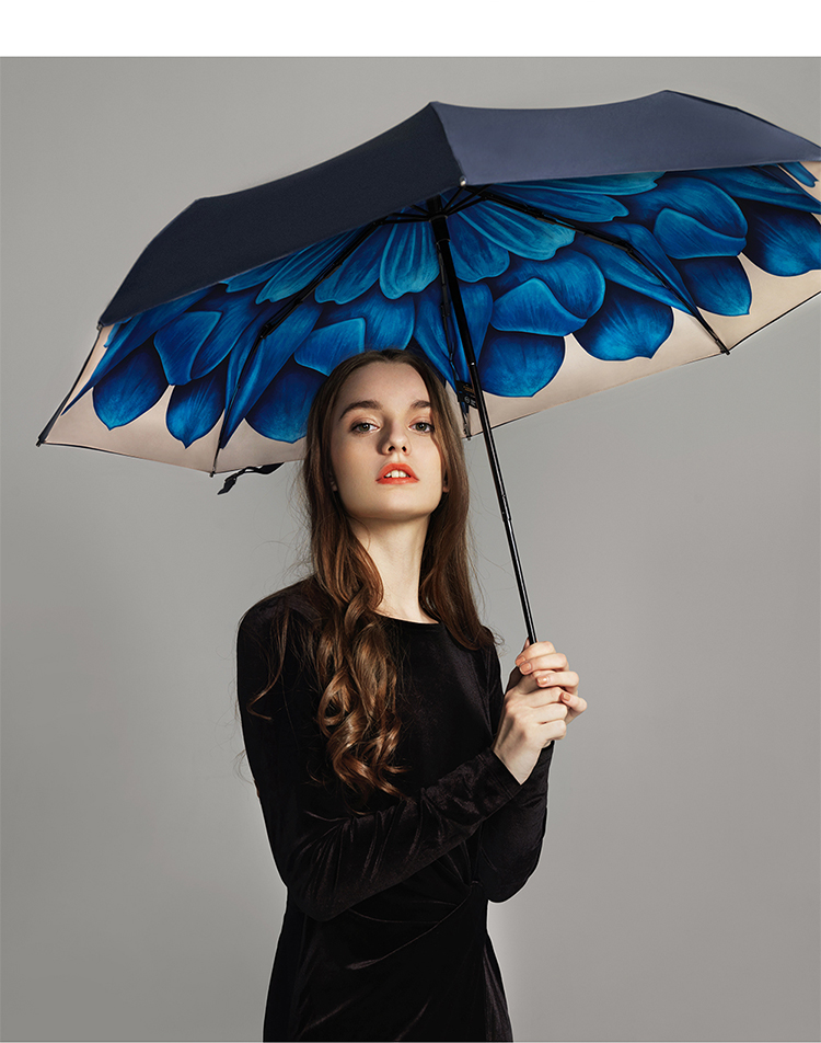 新品bananaunder蕉下双层小黑伞遮阳防晒防紫外线太阳晴雨伞蓝槿