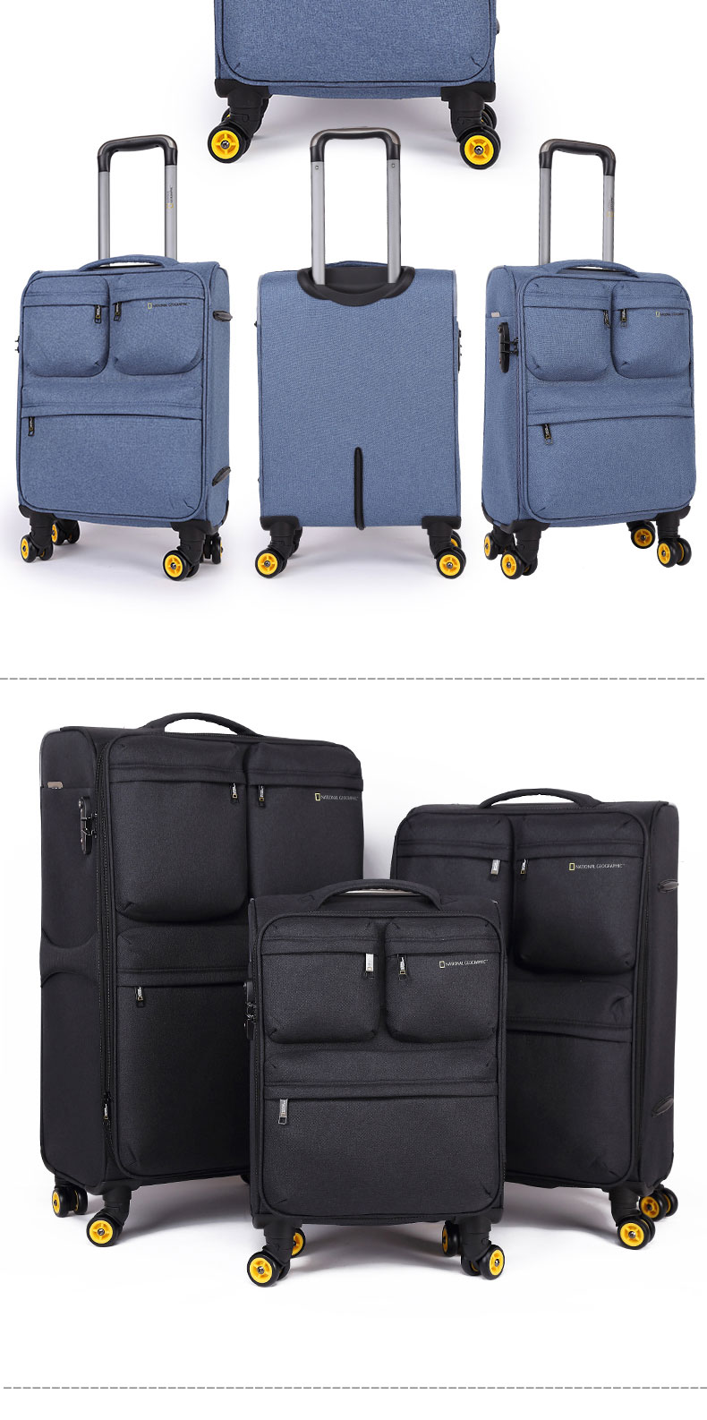 国家地理拉杆箱万向轮牛津布旅行箱密码箱行李箱男女登机箱20/24