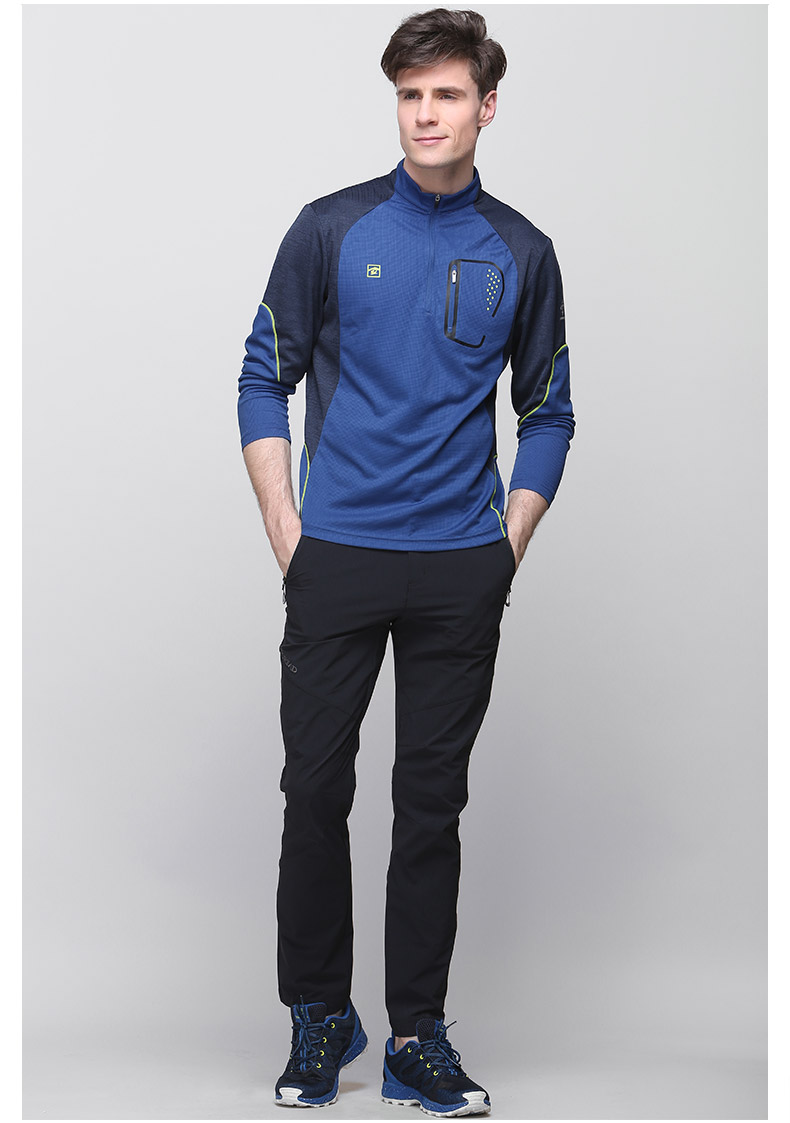 toread探路者春夏户外男女情侣款透气拼色舒适半开襟长袖t恤kajf82626