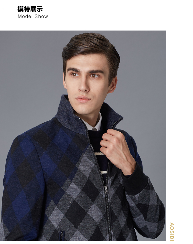 osd奥斯迪男士夹克衫秋冬季新品男装羊毛毛呢夹克男外套立领16q12l140