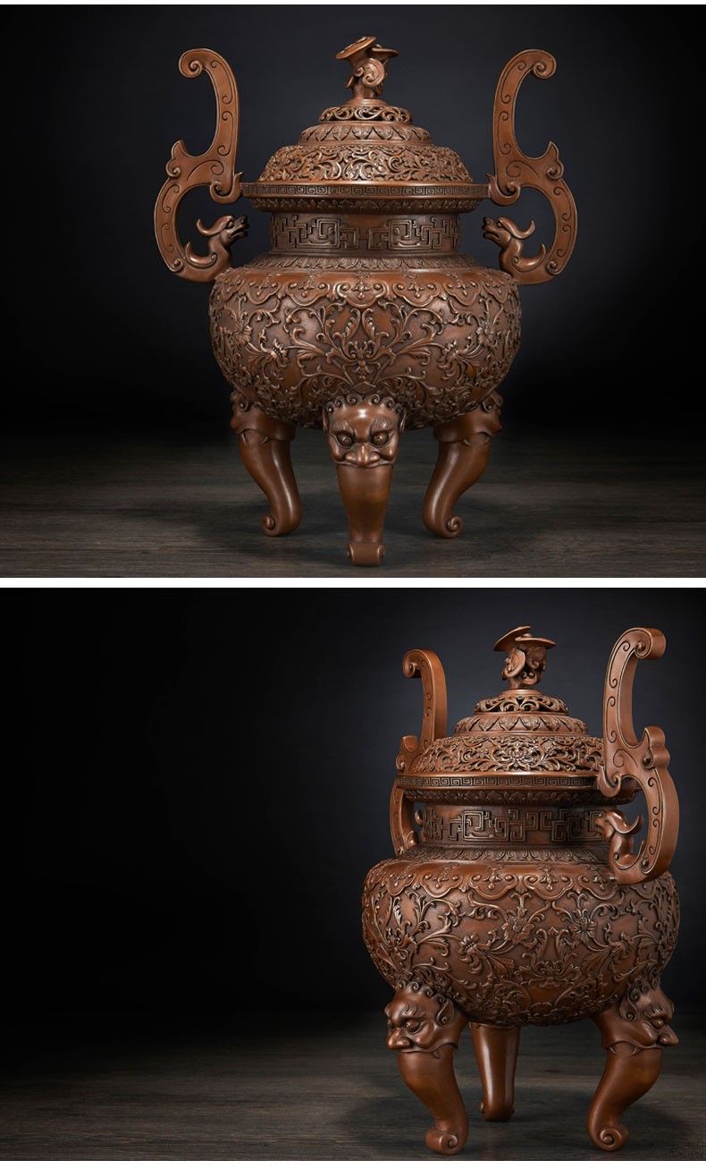 佛香天逸纯铜五供佛具香炉花瓶烛台佛教用品佛前供奉家居摆件香炉预定