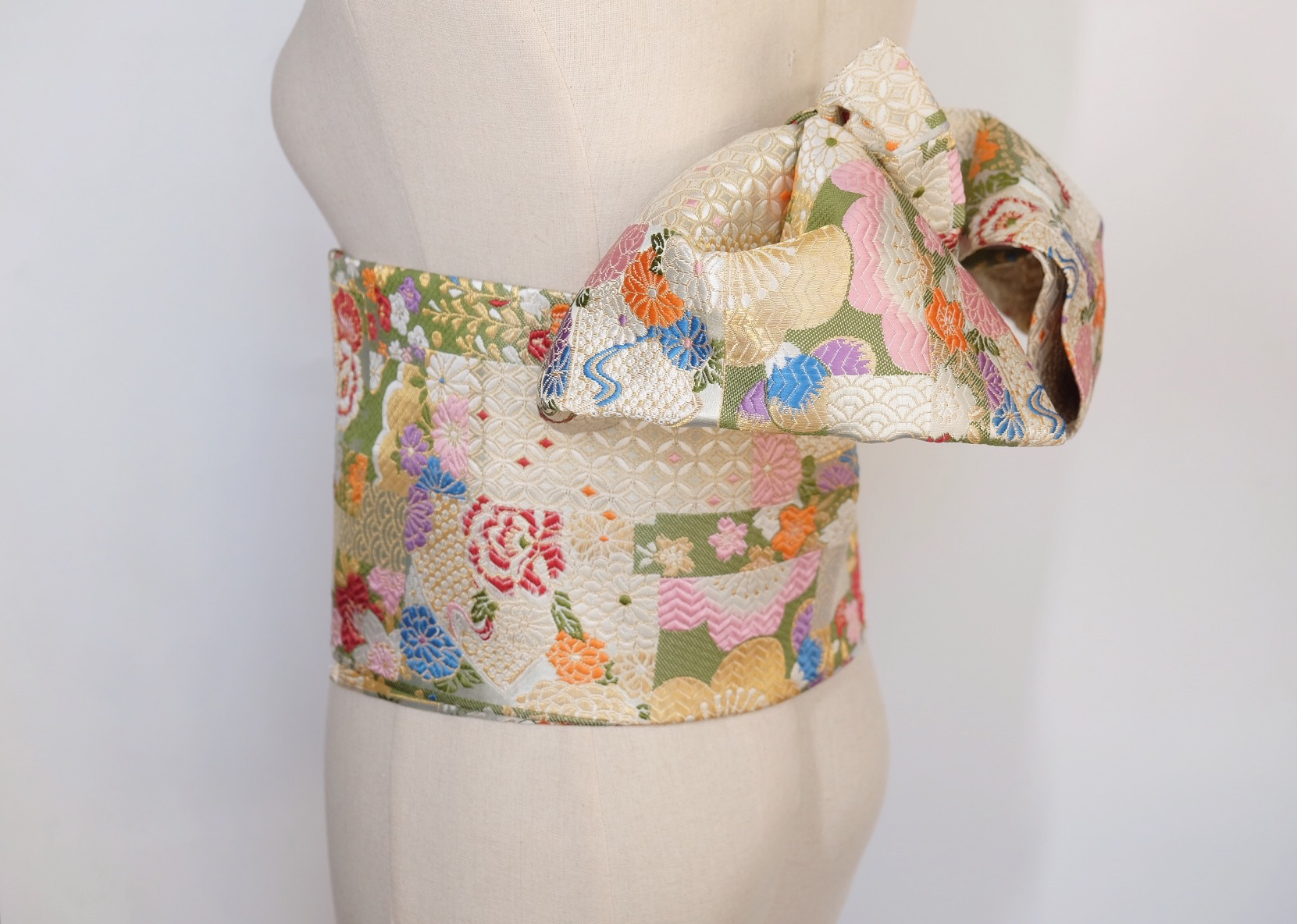 新款式和服配件织锦缎定型织金大蝴蝶结腰封腰带定制款