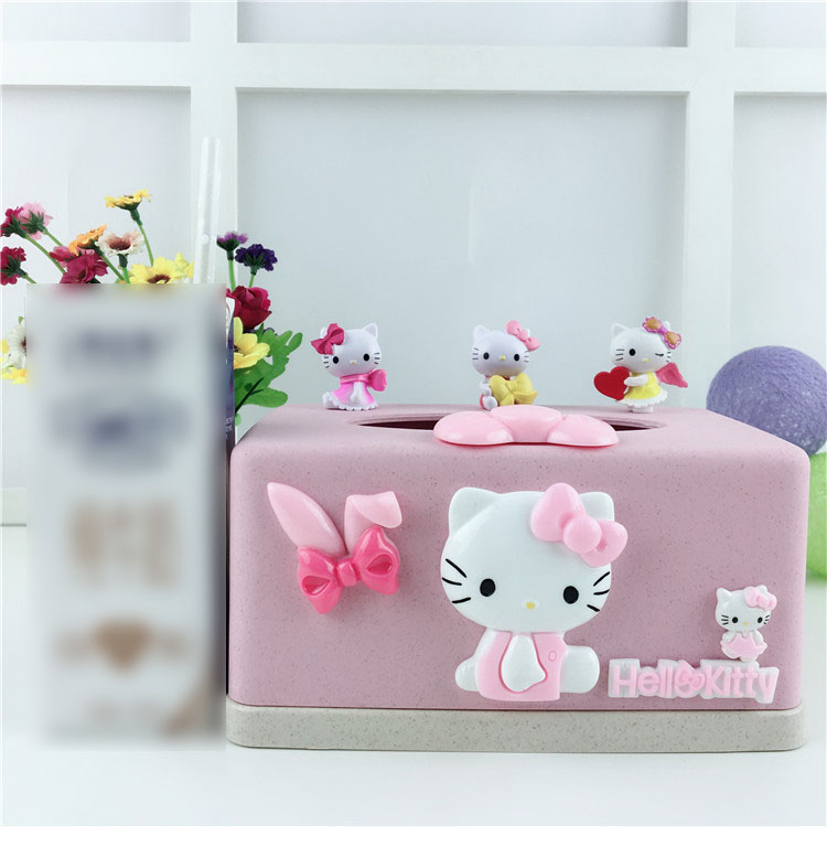 家用纸巾盒卡通纸抽盒桌面方形纸巾盒蓝公主小麦抽