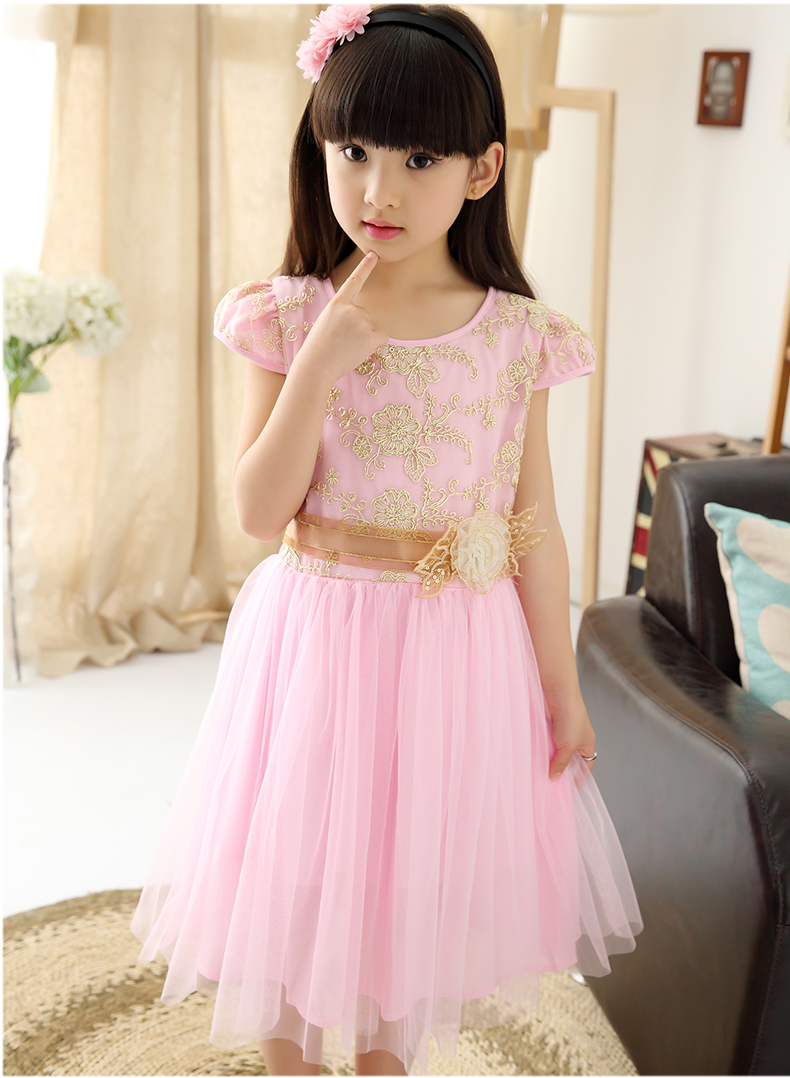 828新款2017女童装夏装连衣裙中大童小女孩短袖纱裙儿童女装韩版子