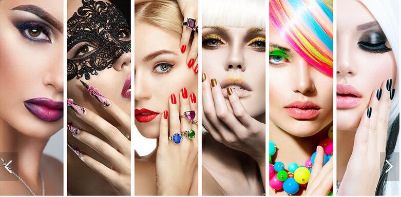 欧美时尚彩妆墙纸服装店烈焰红唇模特美女黑白彩妆工装背景墙壁画壹德