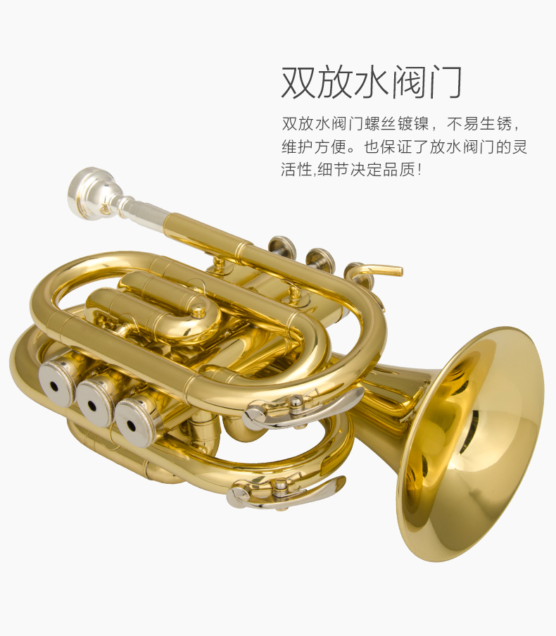 津宝手掌号jbmt500便携式小号降b调袖珍短号铜管乐器新品