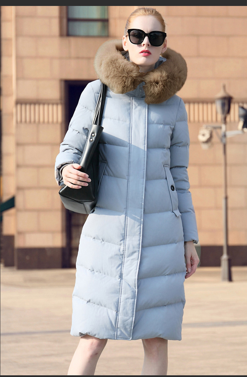 优艾丝uaisi白鹅绒女装长款羽绒服2020冬季新款加厚大码真毛领羽绒