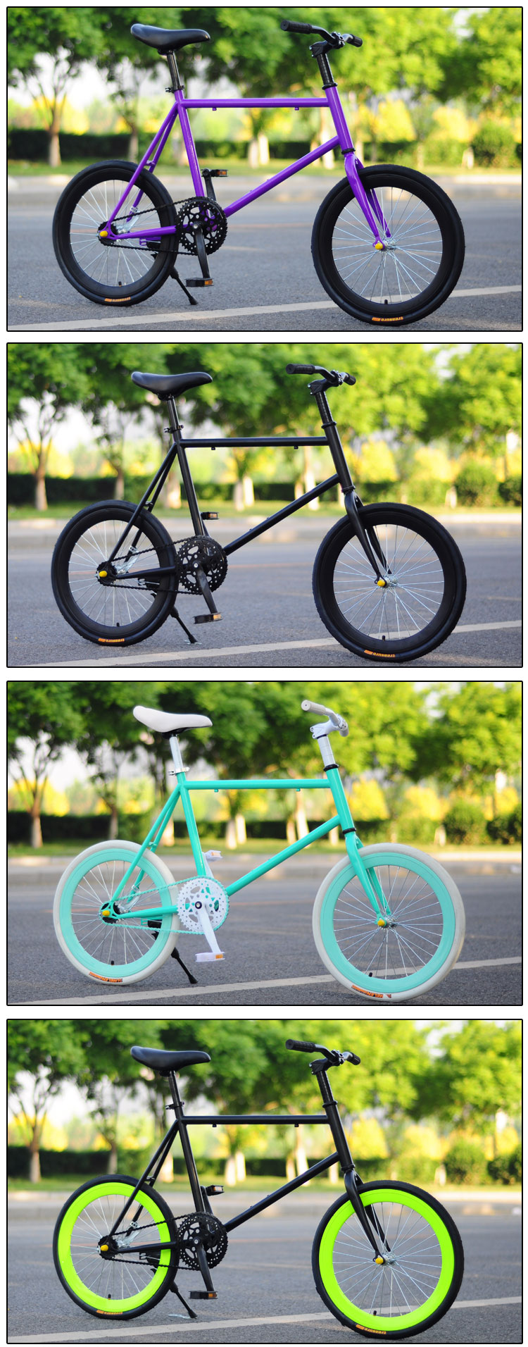 捷爱骑(jieaiqi)死飞 2018年春新款死飞自行车 20寸小轮倒刹 活飞死飞