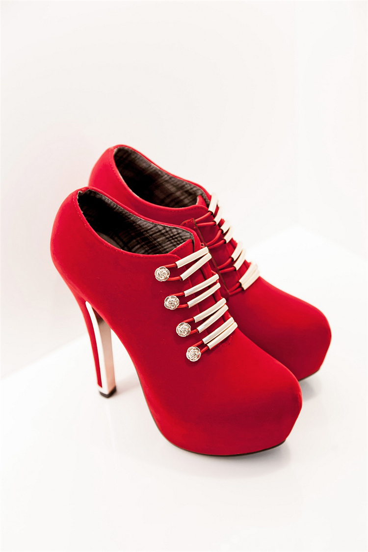 fish basket冬季红色结婚鞋金属亮片粗跟超高跟恨天高性感新娘鞋女鞋