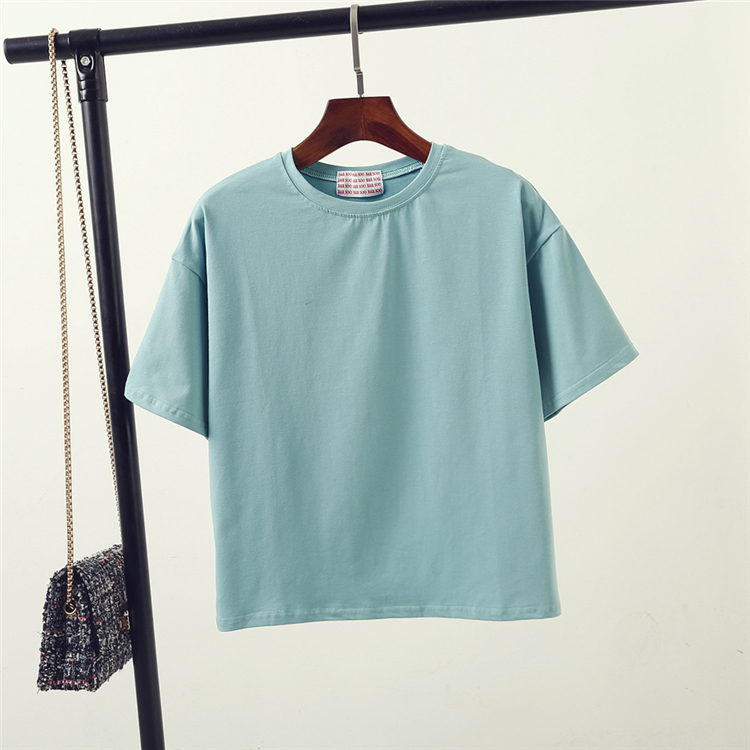超级新品 828新款糖果色净色圆领棉质纯色短袖t恤学生